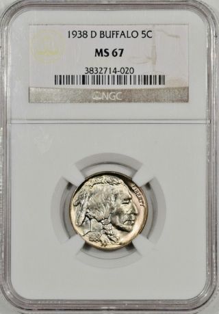 1938 - D Buffalo Nickel Ngc Ms 67 An Unreal Gem,  Easily The Best Ive Seen In Years