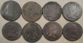 Spain 1817,  33,  41,  44,  46,  48,  49,  50 8 Maravedis Low - Mid Grade As Pictured