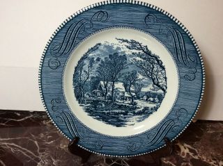 Vintage Royal Ironstone Blue Currier & Ives Dinner Plate Old Grist Mill