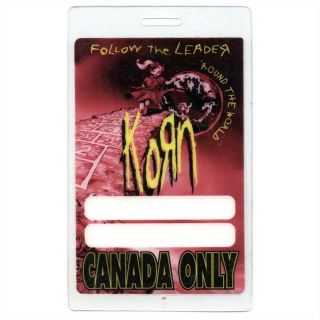 Korn Authentic 1998 Laminated Backstage Pass Follow The Leader Tour Canada