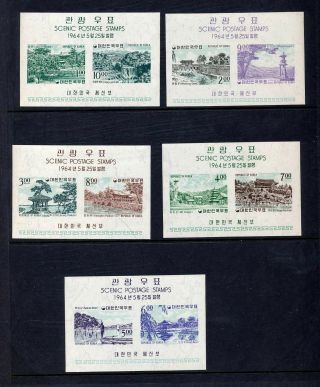 South Korea 1964 Scenic Mini Sheets Mh Mnh X 5 (nt236