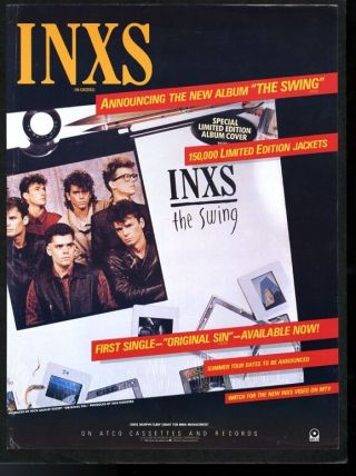 1984 Inxs Band Photo Sin Song Release Trade Print Ad