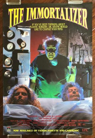 The Immortalizer 1989 Horror Sci Fi Vhs Video Poster Rolled Rca Promo