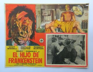 Vintage Rare I Was A Teenage Frankenstein Whit Bissell Mexican Lobby Card 3