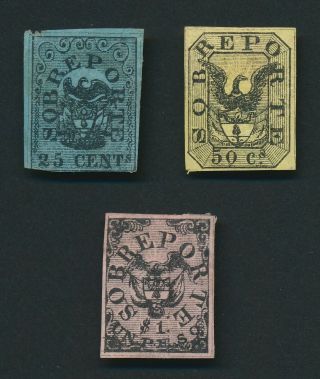 Colombia Stamps 1866 Postage Due J 1/3 Set,  Og & Mng,  Lovely