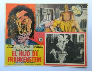 Vintage Rare I Was A Teenage Frankenstein Whit Bissell Mexican Lobby Card 2