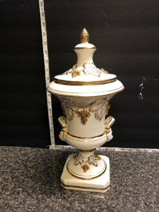 Vintage Gold Outline Grapes Urn Vase Made In Italy.