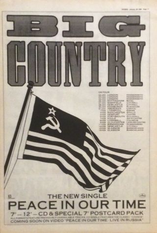 Big Country - Press Poster Advert - Peace In Our Time - 28/01/1989
