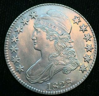 1828 Capped Bust Half Sq 2 Sm 8’s (o - 110) Au Details Cleaned