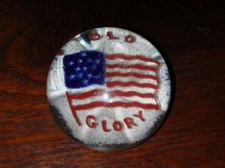 Early Fry Glass Co? Old Glory Glass Patriotic Paperweight Flag Usa Peter Gentile