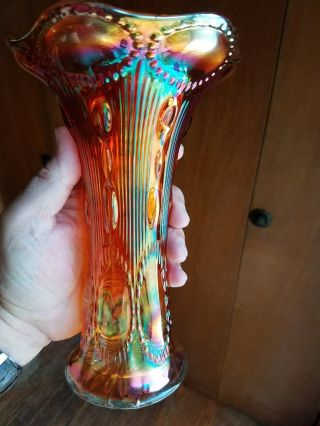 Imperial Carnival Glass Marigold Beaded Bullseye Vase 2