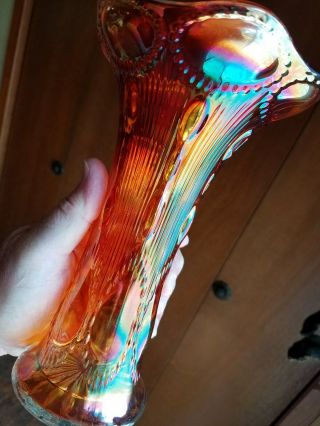 Imperial Carnival Glass Marigold Beaded Bullseye Vase 3