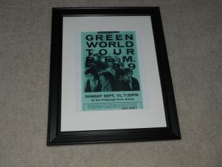 Framed R.  E.  M.  Green 1989 World Tour Mini - Poster,  Pittsburgh Rare 14 " X17 "