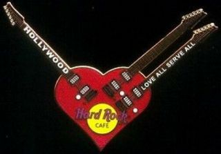 Hard Rock Cafe Hollywood 2002 Red Ibanez Heart Triple Neck Guitar Pin Steve Vai