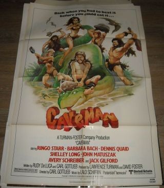 1981 Caveman 1 Sheet Movie Poster Ringo Starr Barbara Bach Gga Shelley Long
