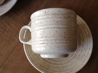 Homespun Churchill England Vintage Mug Cup And Saucer Tan Brown Speckled