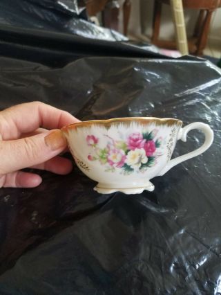 Vintage Lefton China Hand Painted Tea Cup W/red Rose And Gold Trim