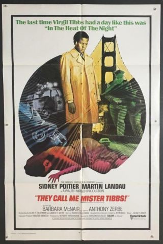They Call Me Mister Tibbs Sidney Poitier Martin Landau 1sh.  Movie Poster 2093