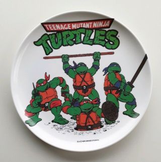 Vintage Teenage Mutant Ninja Turtles 8 " Plastic Plate,  1989 Mirage Studios,  Tmnt