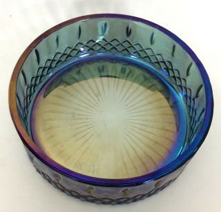 Vintage Indiana Blue Iridescent Carnival Glass Candy Dish w Lid Windsor Princess 3