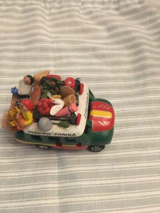 Vintage COLOMBIA Folk Art Hand Crafted Terracotta Clay Bus - 4 