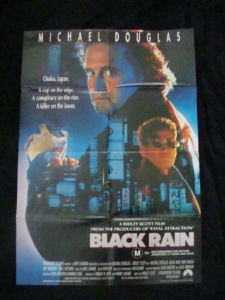 Black Rain Movie Poster Michael Douglas Ridley Scott 1989 Uk One Sheet