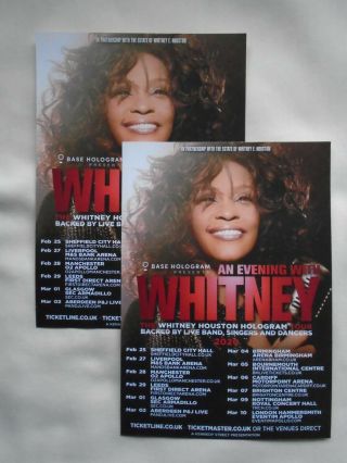 Whitney Houston Live On Stage The Hologram Tour Uk 2020 Promo Tour Flyers X 2