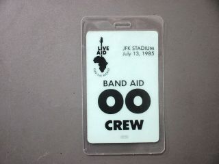 Live Aid Backstage Pass Laminated July 13,  1985 - " Crew Oo " Queen U2 & More