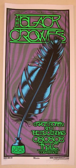 2008 The Black Crowes W/ Grace Potter - Silkscreen Concert Poster S/n By Martin