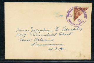 Nicaragua Postal History: Lot 99 1941 20c Bisect Puerto Cabezas - Orleans 1