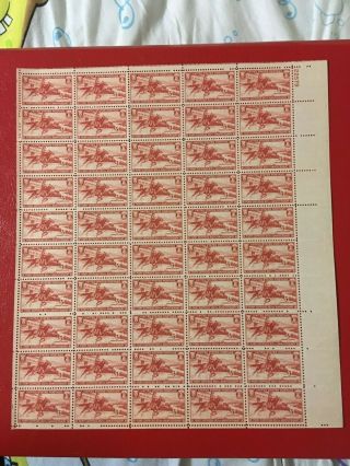 Us Sheet Scott 894,  3c Stamp Pony Express Sheet Of 50 Mnh Bcv $55