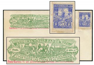 Mexico 10¢ Wells Fargo,  5¢ Stamp ½oz Us