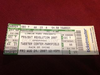 Linkin Park Presents Projekt Revolution Ticket Stub,  Memorabilia,  Aug 2007