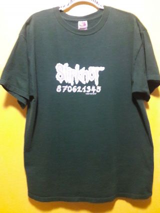 Vintage Slipknot Green Hot Topic T - Shirt 1999 Double Sided Xl