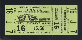 Vintage 1973 Faces With Rod Stewart Full Concert Ticket @ Anaheim