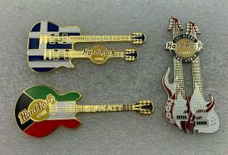 Set Of 3 Hard Rock Cafe Guitar Pins.  Hard Rock Cafe Pins