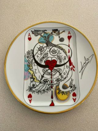 Limoges Salvador Dali Plate Puiforcat 695 /2000 - Ace Of Heart Porcelain