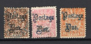 China Local Shanghai Group Of 3x Postage Due Ovpt Stamps 2x 1x Og