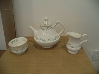 Vintage Royal Tara 3 - Piece Tea Set.  Shamrock Design.  Handmade In Galway Ireland