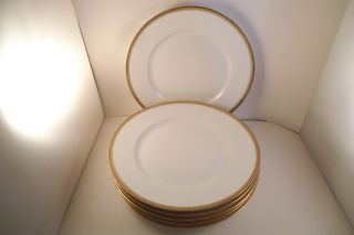 Vintage Limoges France Decor Set Of 6 Gold Band Rim Dinner Plates B