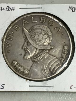 1934 Panama Un Balboa Silver Coin