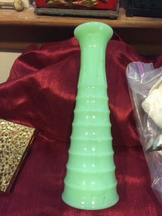 Fire King Jadeite Vintage Vase 6” Anchor Hocking Jeannette Ribbed