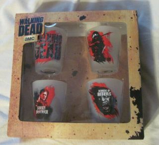 The Walking Dead Amc 2014 Frosted Shot Glasses - Set Of 4 - Just Funky