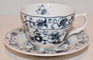 Ming Tree Double Phoenix Nikko Cup And Saucer - Blue And White - Japan - Transferware