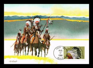 Dr Jim Stamps Us Cheyenne Indian Headdress Fdc Continental Size Maximum Card