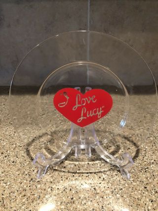 I Love Lucy Glass Plate Red Heart Logo Lucille Ball Comedy Tv Show Collectible