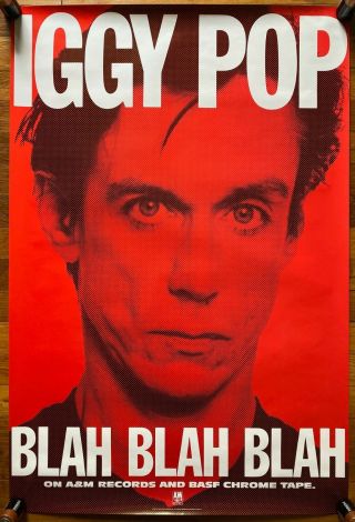 Iggy Pop Blah Blah Blah Rare Promo Poster 1986