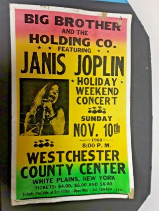 Janis Joplin Poster Big Brother & The Holding Company Concert Handbill Poster
