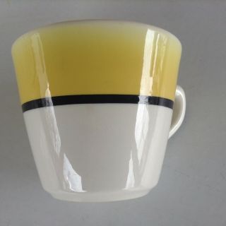 Vtg Set 8 Jackson China Restaurant Hotel Coffee Cups Yellow Black & 6 Saucers