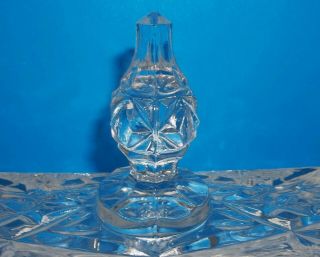 Lovely Vintage Cut Crystal Heavy 1/4 lb Butter Dish w/ Exaggerated Finial on Lid 3